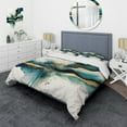 thumbnail image 1 of Designart "Teal and Gold Abstract Expressionism III" Modern Bedding Covert Set - Abstract Liquid Ink Turquoise Abstract Bed Set With 2 Shams, 1 of 6