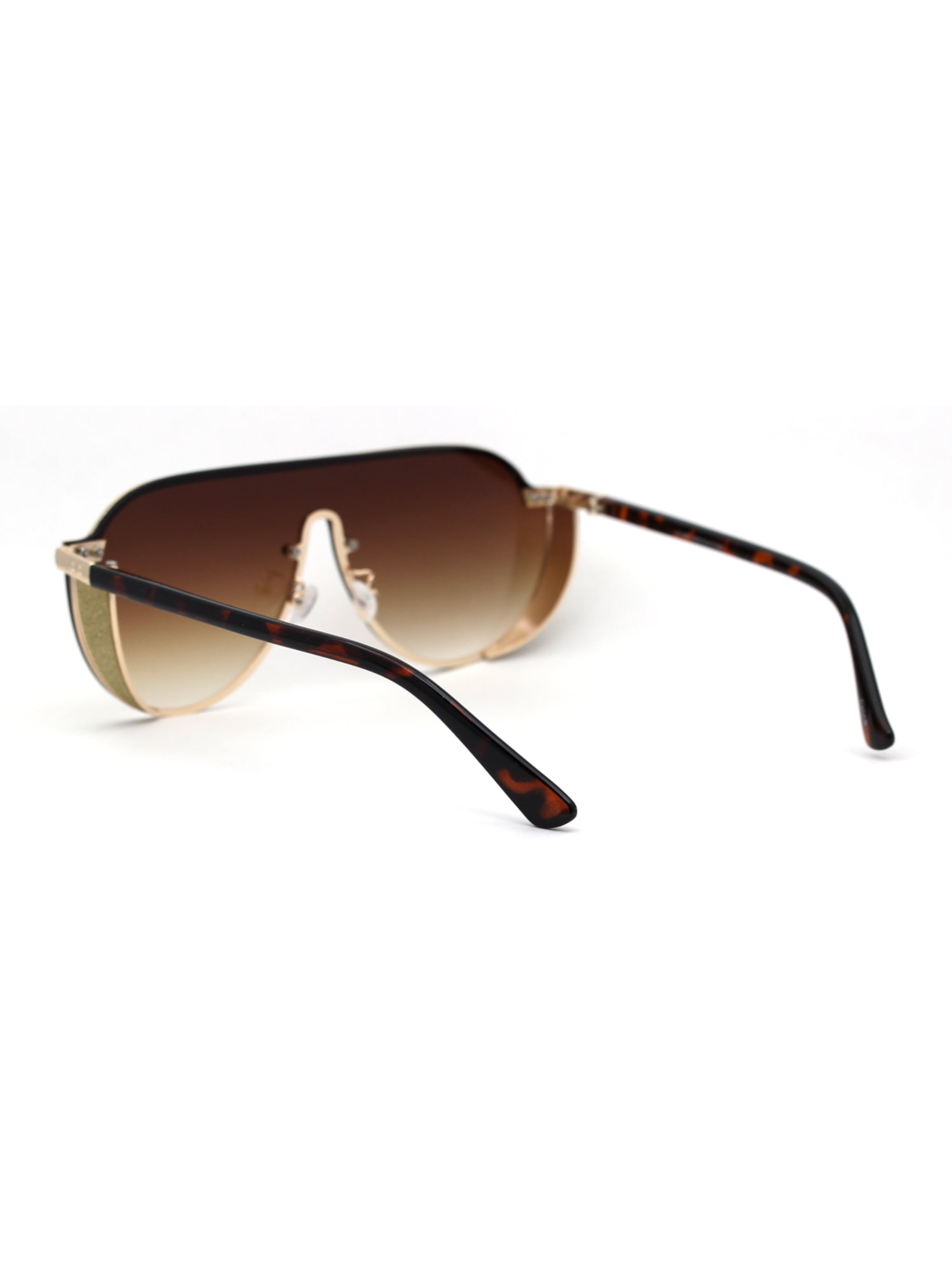 Flach Top Shield Groß Racer Exposed Linse Metall Sonnenbrille 