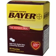 Angle View: Bayer Aspirin 325mg 30 pouches 2 caplets each .