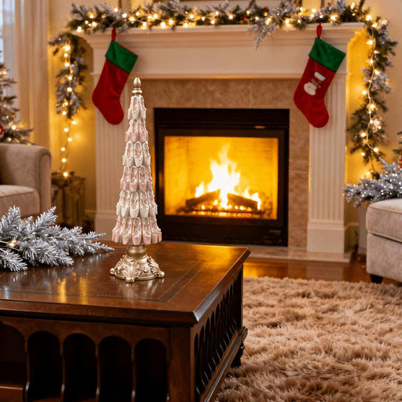 Christmas Resin Tree Ornament, Handcrafted Resin Holiday Decor with Glitter, Ideal for Mantel, Tabletop, and Shelf Christmas Tree Decoration