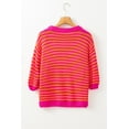 thumbnail image 5 of Chic Women's Rose Stripe 3/4 Puff Sleeve Drop Shoulder Sweater | [ZhiHiMeRi] | (US 16-18)XL, 5 of 11