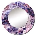 thumbnail image 2 of Designart "Ethereal Floral Elegance I" Floral Rund Mirror For Wall Decor - Large Purple Round Printed Mirror -Cottage Round Living Room Mirror - 23" x 23", 2 of 6