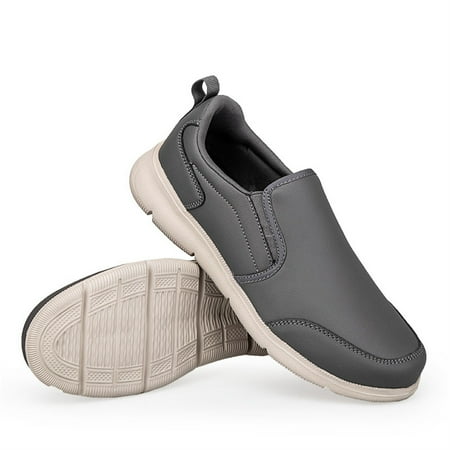 HAOSHIDUO Men s Slip On Walking Shoes for The Elderly Lightweight Soft Waterproof Non-slip Leather Shoes