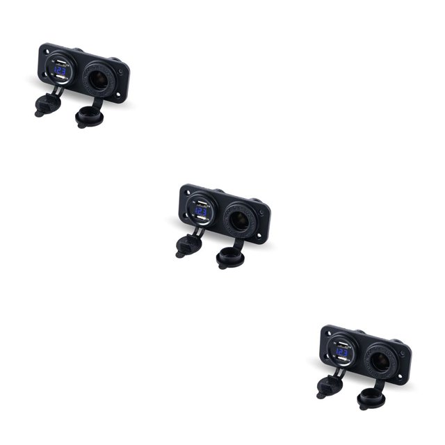 Scienceny Interruptor Panel Puertos Enchufe 12V Botón rápido Controlador Botones Regulador Coche Camper Suministros Parte Barco Azul Type1 NO1