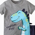 thumbnail image 6 of NOLDARES Toddler Boy Infant Shorts Set Clothes 2pcs Summer Adorable Graphic Short Sleeve Shirt Top Elastic Waist Shorts Pockets Outfit(Grey,3-4 Y), 6 of 7