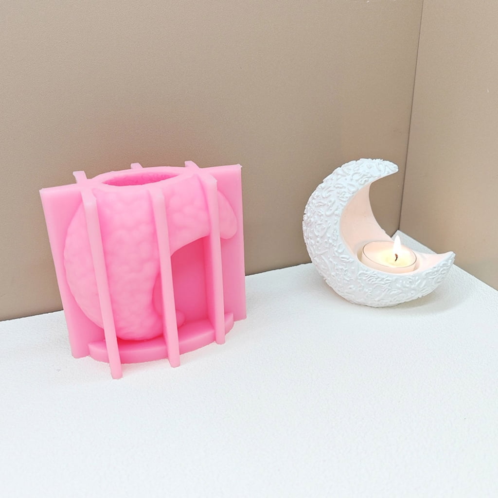 Moon Shape Candle Holder Molds Silicone Tealight Stand Molds for Epoxy Resin