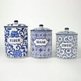 thumbnail image 2 of Contemporary Home Living Set of 3 Blue and White Floral Designed Canister 11", 2 of 2