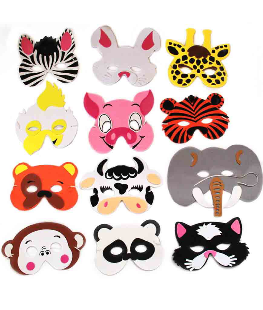 Kids Foam Animal Masks Fancy Dress Accessory Jungle Party Favour Loot Bags 