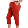 thumbnail image 4 of Ounisa Women's Plus Size Solid Pants with Pockets Casual Soft Breathable Lightweight Cropped Capris, 4 of 8