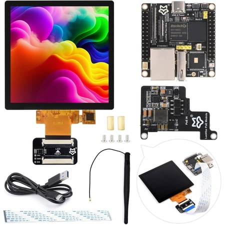 Luckfox Pico Ultra RV1106 Linux Micro Development Board, Integrates ARM Cortex-A7/RISC-V MCU/NPU/ISP Processors, Comes with Wireless, PoE Module and 4inch IPS Touch Display 480x480 Pixels