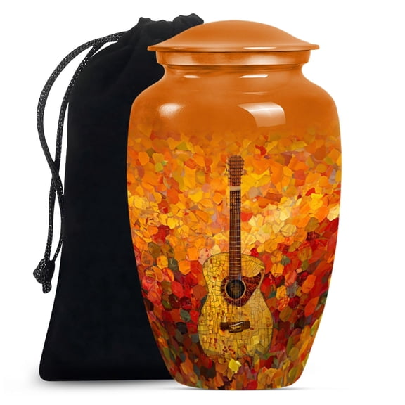 YATHABHISA Guitar Urn - Funeral Decorative Urns - Large with Velvet Bag - Urn for Ashes Adult Male & Female - Cremation Urn for Adult Men & Women - Memorial for Human Remains Mom & Dad
