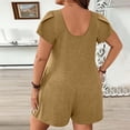 thumbnail image 4 of Lenpel Women's Plus Size Jumpsuits Summer Scoop Neck Short Sleeve Casual Rompers Loose Overalls with Pockets, 4 of 5