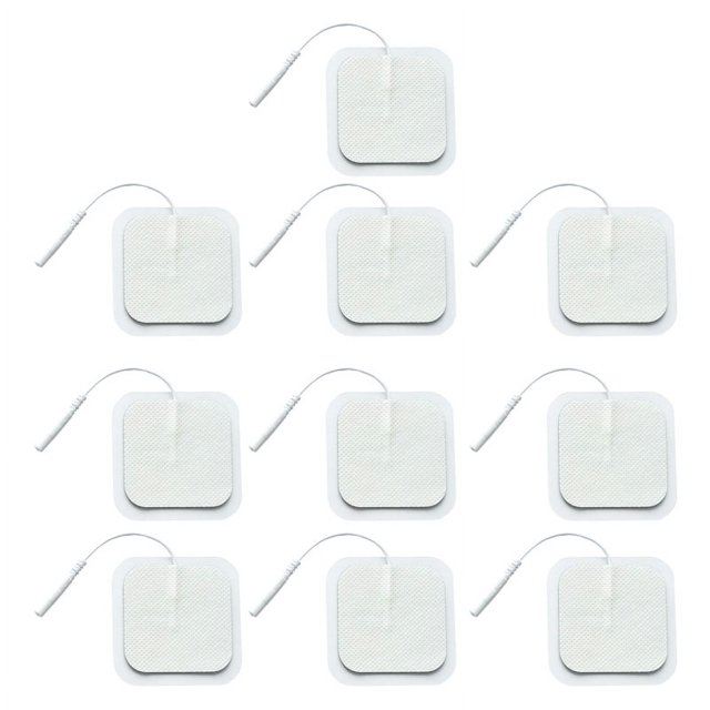 Parches de electrodos de 2 pulgadas, repuesto de conector de 2mm, parches musculares de electrodos de masaje reutilizables para electroterapia, 10 Uds.