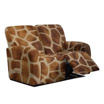 Jiueut Giraffe Print Recliner Loveseat Cover, Polyester Spandex Recliner Cover Anti Dust Couch Slipcover for Pet-Friendly Homes
