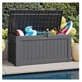 thumbnail image 4 of SONGMY 120 Gallon Resin Deck Box, Large Outdoor Storage Box Waterproof & Lockable for Garden, Patio, Pools (Gray), 4 of 7