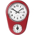 thumbnail image 1 of Reloj de pared con temporizador de cocina retro, rojo, vintage, silencioso, para el hogar. p20241126875, 1 of 5