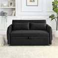 thumbnail image 7 of 55" Convertible Sleeper Sofa Bed with 2 Pillows and 2 Detachable Pockets, Modern Velvet Upholstered Loveseat Sofa Couch with Pull Out Bed and Adjustable Backrest for Living Room Office, Black, 7 of 7