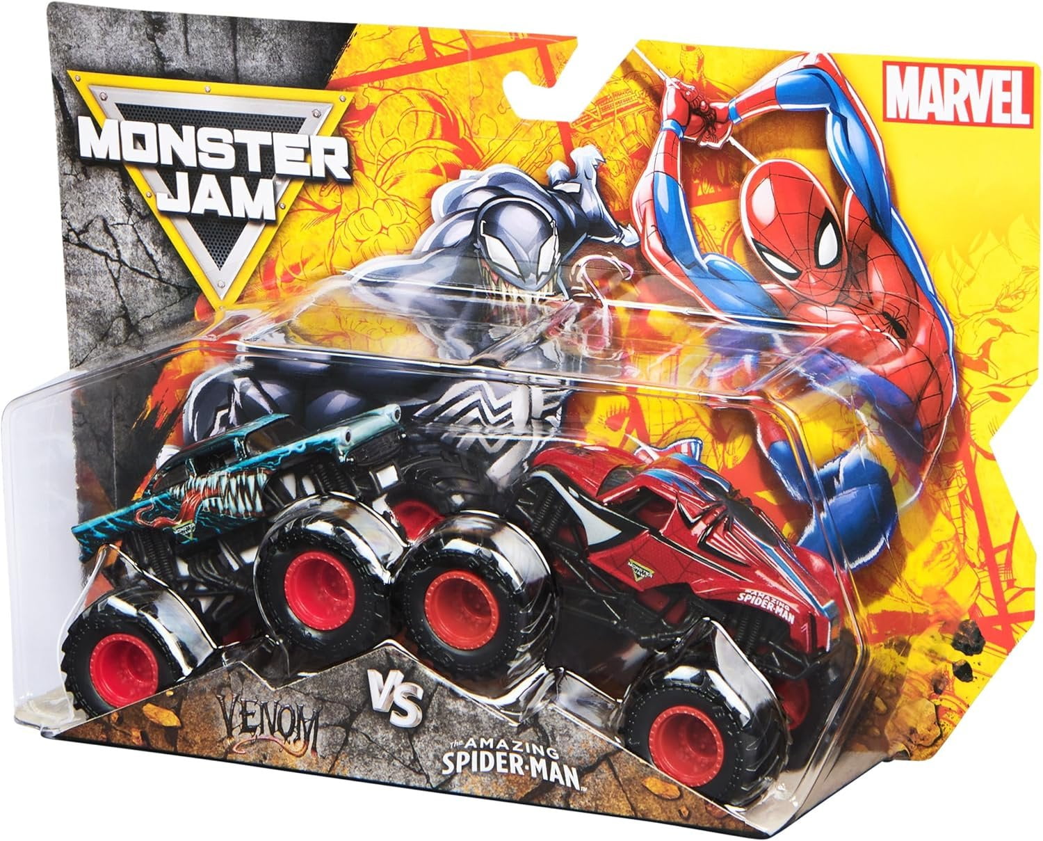 Monster Jam Marvel Venom vs Spider-Man Die-Cast Trucks Series 4, 1:64 Scale