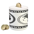 thumbnail image 1 of Retro Piggy Bank, Roman Aristocrat Woman Profiles Circular Classical Frames Hairstyle Beauty, Ceramic Coin Bank Money Box for Cash Saving, 3.6" X 3.2", Black White, by Ambesonne, 1 of 4