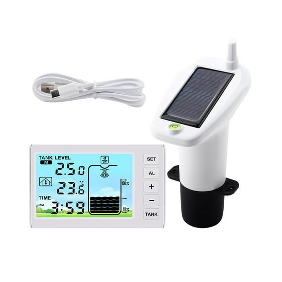 Almencla Water Liquid Depth Level Meter High Accuracy Solar Powered Water Level Gauge
