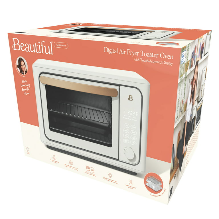 Beautiful 6 Slice Touchscreen Air Fryer Toaster Oven by Drew Barrymore, Black Sesame