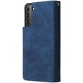 thumbnail image 6 of Wallet Case for Samsung Galaxy S21 Plus, Premium Vintage PU Leather Magnetic Closure Handbag Zipper Pocket Case Kickstand Card Holder Slots with Wrist Strap TPU Shockproof Flip Case - Blue, 6 of 8
