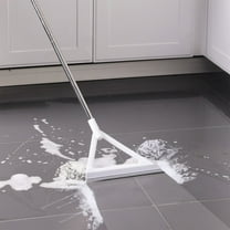 Floor Squeegee with Adjustable Telescopic Handle | 12.6 Inch Flexible Rubber Blade | Heavy Duty Plastic for Bathroom, Window, Tile & Deck Cleaning | Long Reach, Ergonomic Grip | 1 Pack, White