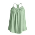 thumbnail image 6 of OOOUM Women Pleated T Back Tank Top Solid Spaghetti Strap Pullover Scoop Neck Flowy Loose Fit Lightweight Beach Casual Layering Camisole Green XL, 6 of 6