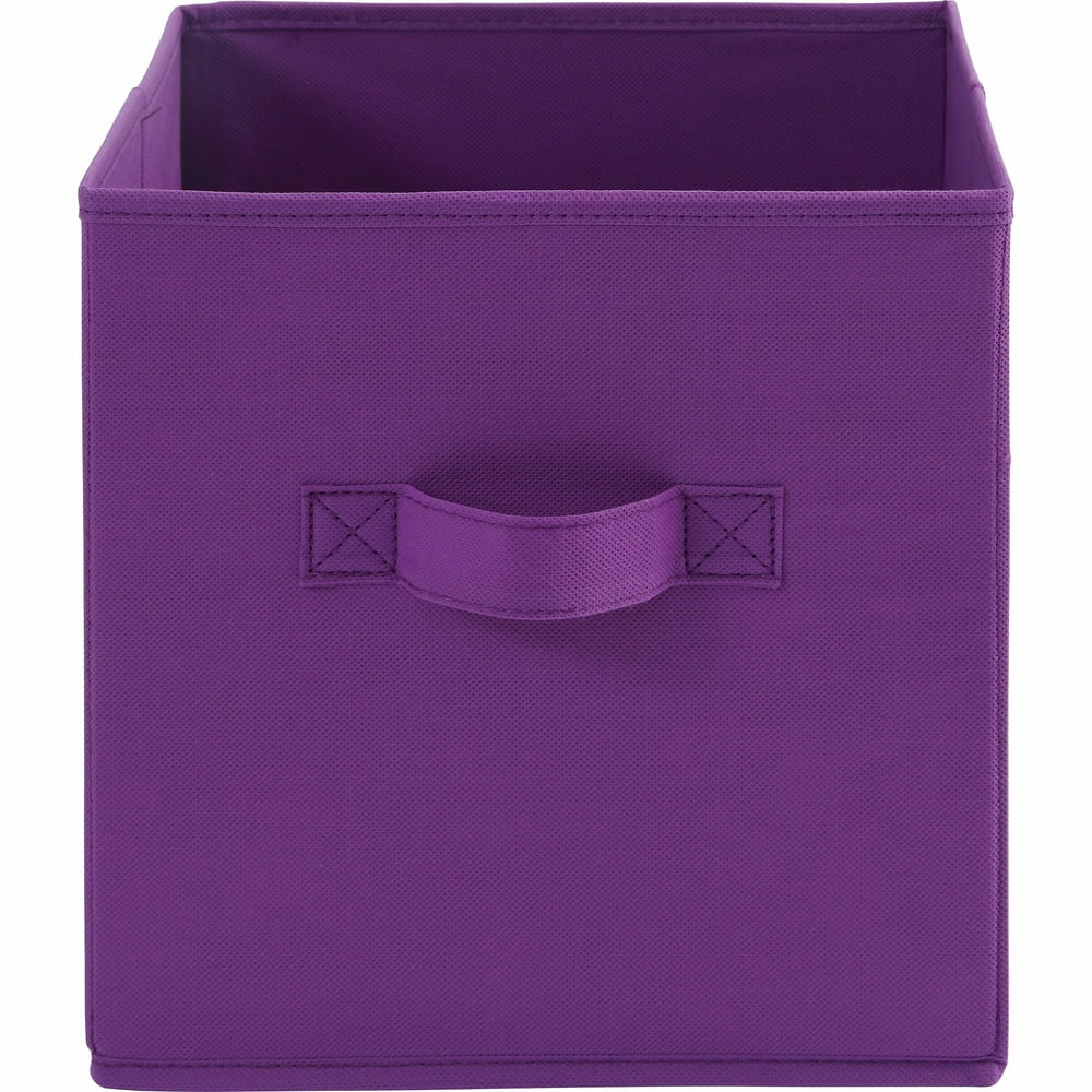 Mainstays 10.5" x 10.5" x 11" Collapsible Stardust Purple Storage Bin