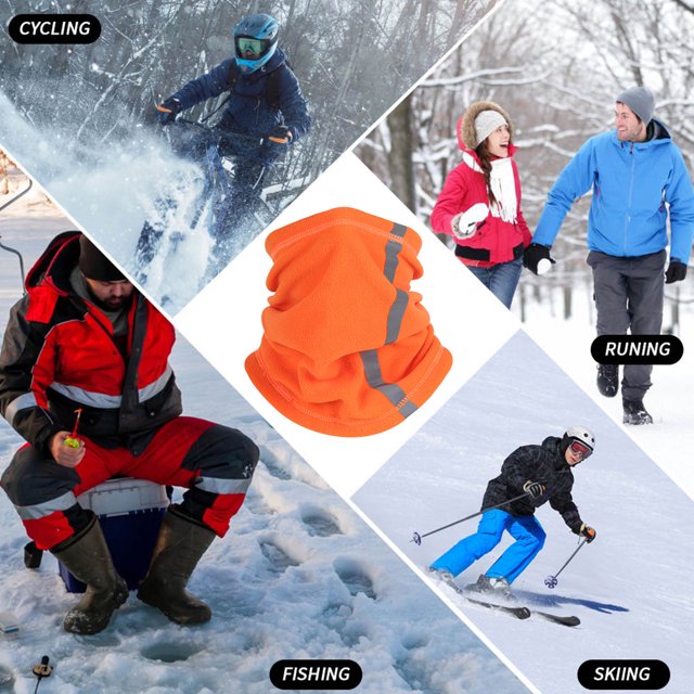 Cuello Babero Cálido. Bicicleta Bufanda de cuello de lana cálida para invierno al aire libre cubierta de cuello de esquí reflectante (naranja) Likrtyny Accesorios para bicicletas