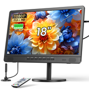 18.5" Portable TV with Antenna, 6500mAh Built-in Power Operated TV, 12 Volt Small TV Support HDMI/AV/USB/Headphone Jack Input，for Camping, RV, Kitchen