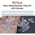thumbnail image 3 of EcoNesxp Clear Glass Clip Kit for Easy Installation of Window Screen Mirrors and Frameless Glass Fixtures with Screws Plastic Mirror Mounting Hardware Universal Cabinet Door Clip Bracket 50-Pack Clea, 3 of 4