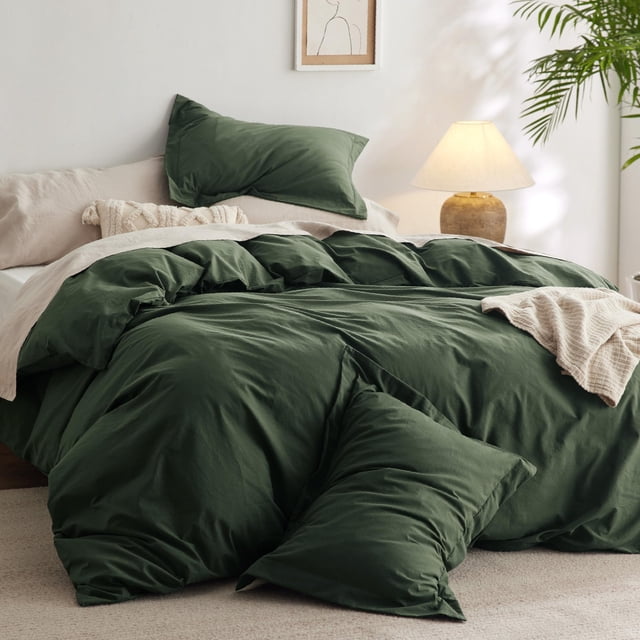 Funda de edredón Bedsure, 100% algodón lavado, color verde oliva