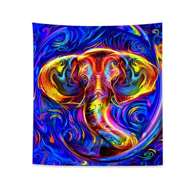 Tapiz de pared fluorescente Fantasy Elephant 150x150 cm