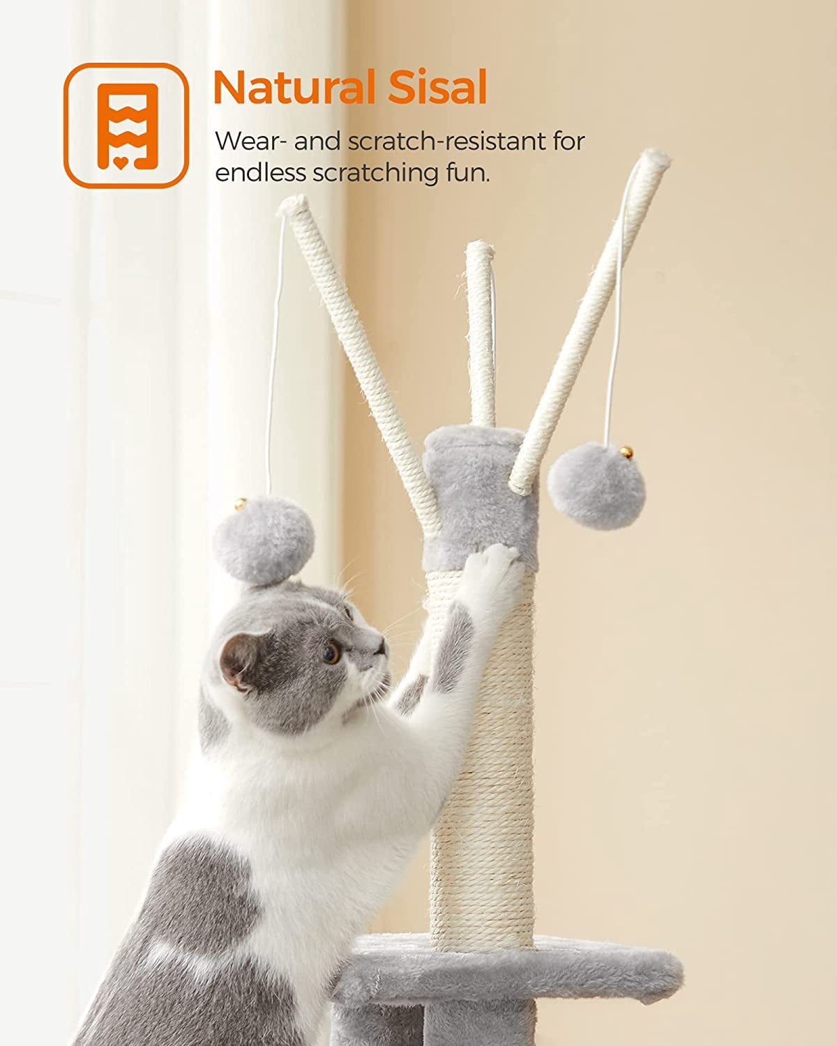 Cat Tree, Small Cat Tower for Indoor Cats, Kittens, Multi-Level Plush Cat Condo, Light Gray
