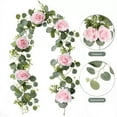 thumbnail image 5 of yulier 6FT Artificial Eucalyptus Garland, Spring Garland Faux Roses Vines Floral Garland Wedding Backdrop Indoor Outdoor Arch Wall Decoration Holiday Party Table Runner Home Mantel Decor, 5 of 6