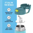 thumbnail image 4 of Botella de acero inoxidable THERMOS FUNTAINER de 12 onzas con pajita aislante al vacío para niños, Azul/Verde., 4 of 5