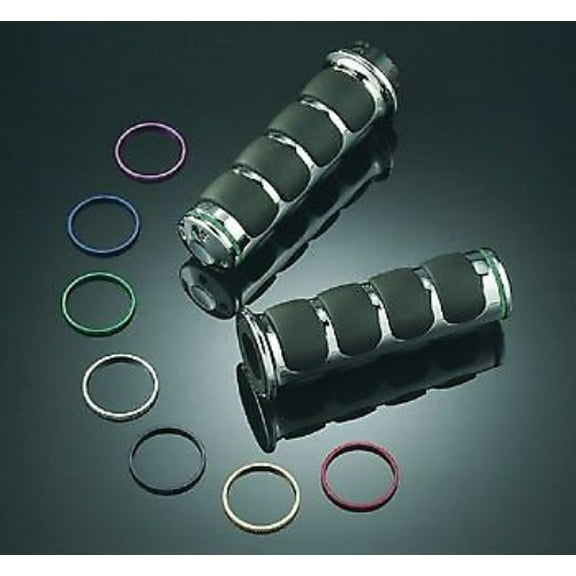 Kuryakyn 6205 ISO-Grips with Chrome Accent Rings without Throttle Boss