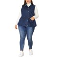 thumbnail image 2 of MODA NOVA Juniors Plus Size Sleeveless Drawstring Button Zip Denim Vest Dark Blue 1X, 2 of 6