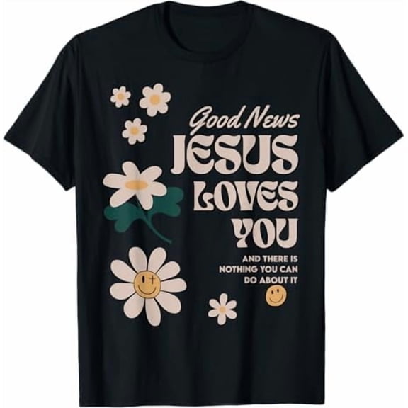 Greenink Jesus Loves You You Can Do Floral Patten Christian T-Shirt for Women Men Religious Faith T-Shirts Jesus Tees God Apparel