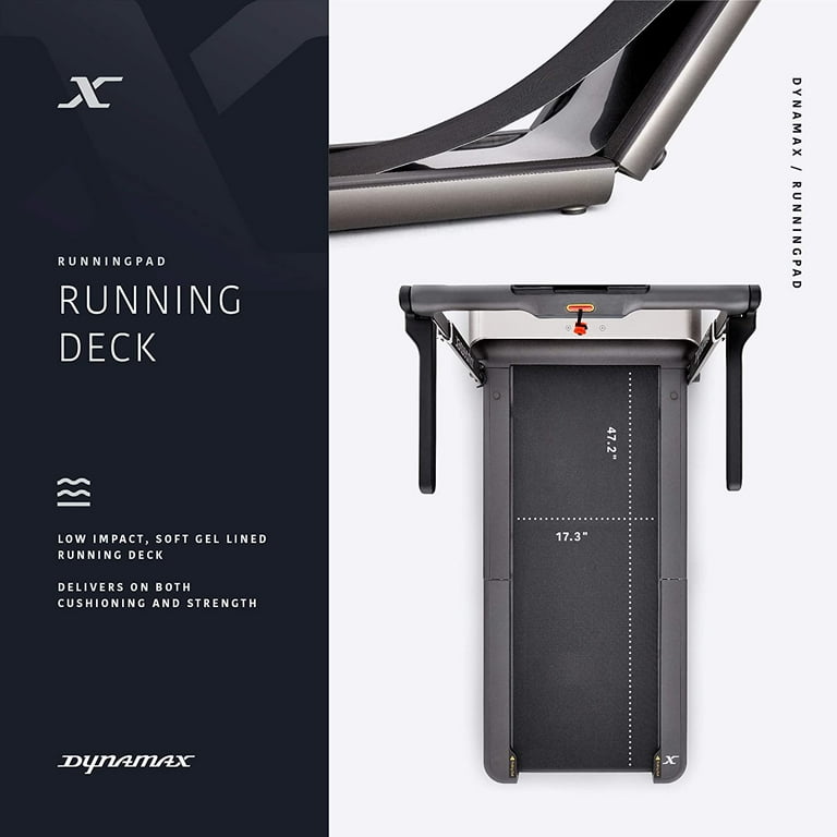Dynamax RunningPad Black Compact Running Walking Treadmill with Foldable Handrail LED Console for Speed Time Distance Mini Quiet Treadmill with