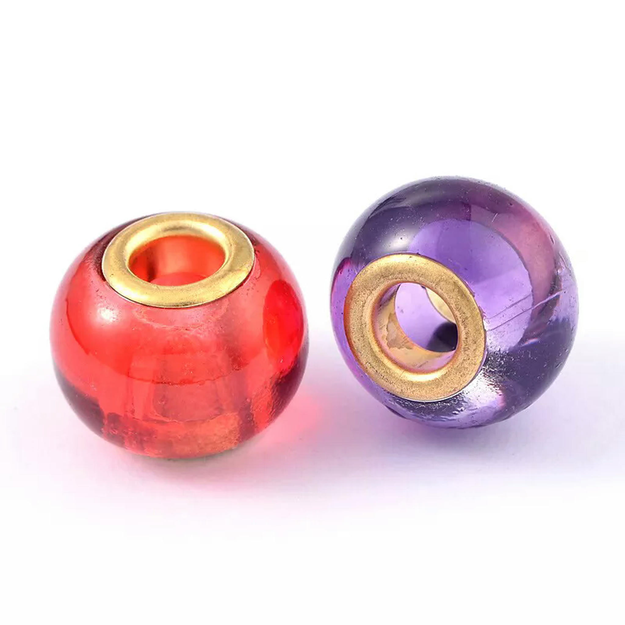 EOEMY 100Pcs Glass European Large Hole Rondelle Beads Loose With Brass Cores 15X12mm