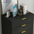 thumbnail image 6 of MONSLIPA 5 Drawer Dresser Wide Chest of Drawers Nightstand, Storage Tower Dresser Closet for Living Room, Bedroom, Hallway, Black, 6 of 7