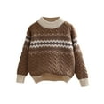 thumbnail image 2 of Bnwani Kids Sweaters Girls Fashion Knitted Cotton Pullover Crew Neck Long Sleeve Warm Striped Cute Sweater Brown, 2 of 3