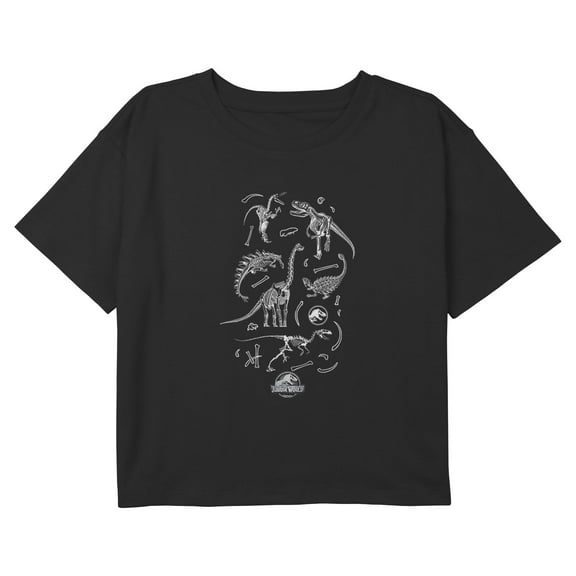 Girls Jurassic World Dinosaur Fossils Graphic Cropped T-Shirt