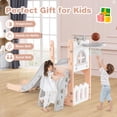 thumbnail image 2 of Spaco 6-in-1 L-Shaped Toddler Slide, Basketball Hoop, Telescope Climber, Non-Slip Steps, Pink, 2 of 7