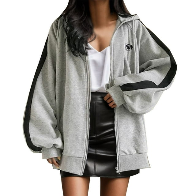 Ladies Fall/Winter Solid Color Zipper Hoodies for Women Stitching Long Sleeve Irregular Pullover Hooded Sweatshirt for Women Sweatshirt Loose Long Zipper Women S Sweatshirt Hooded Top