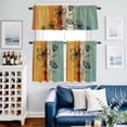 thumbnail image 2 of Floral Orange Kitchen Curtains Sets for Windows 24 Inch Length, Multicolor Striped Decadent Botanical Flower Rod Pocket Window Treatments Tier Curtains and Valances Set for Bedroom/Bathroom, 2 of 8