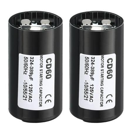 

Uxcell Motor Start Capacitor 324-389uF/Mfd 125V 50/60Hz CD60 Run Capacitor 2 Pack