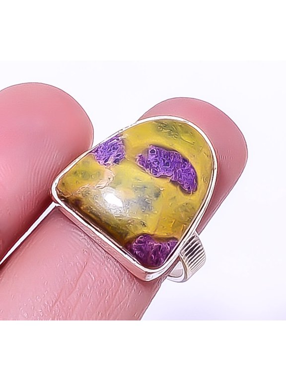 Atlantisite Stichite Handmade 925 Sterling Silver Jewelry Ring s.8 T95, Christmas Gift, Gemstone Silver Jewelry, Stichtite Ring, New Year Sale